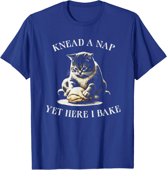 Cat Making Biscuits Funny Cat Baking Knead Nap Women Kids T-Shirt - T-Shirt | Royal