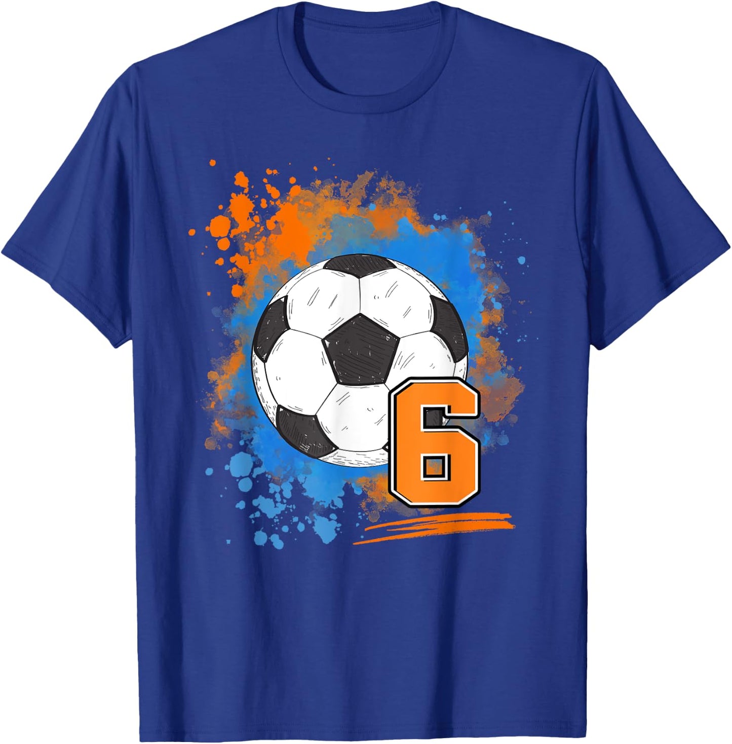 6th Birthday 6 Years Old Soccer Ball T-Shirt - T-Shirt | Royal