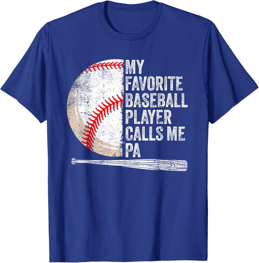 Funny My Favorite Baseball Player Calls Me Pa Father's Day T-Shirt - T-Shirt | Royal