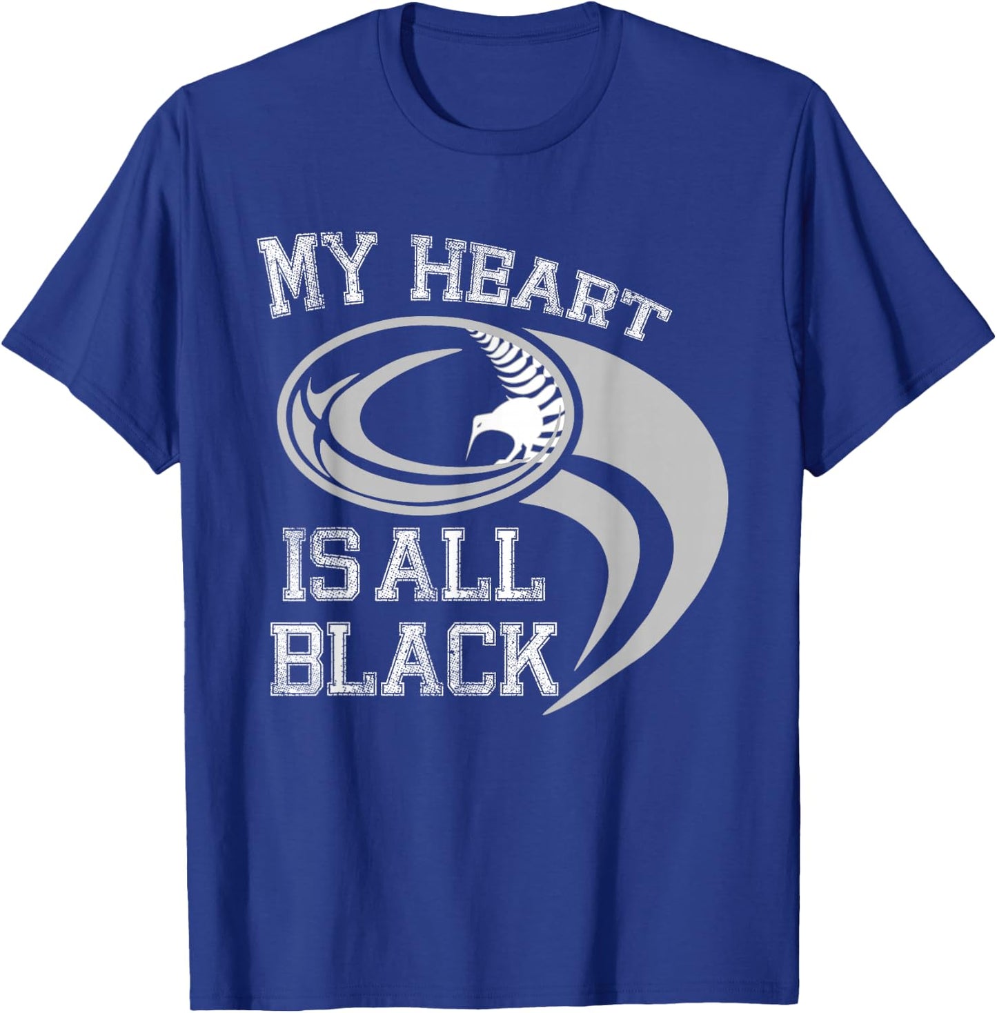 My Heart is All Black - Rugby New Zealand Fan T-Shirt - T-Shirt | Royal