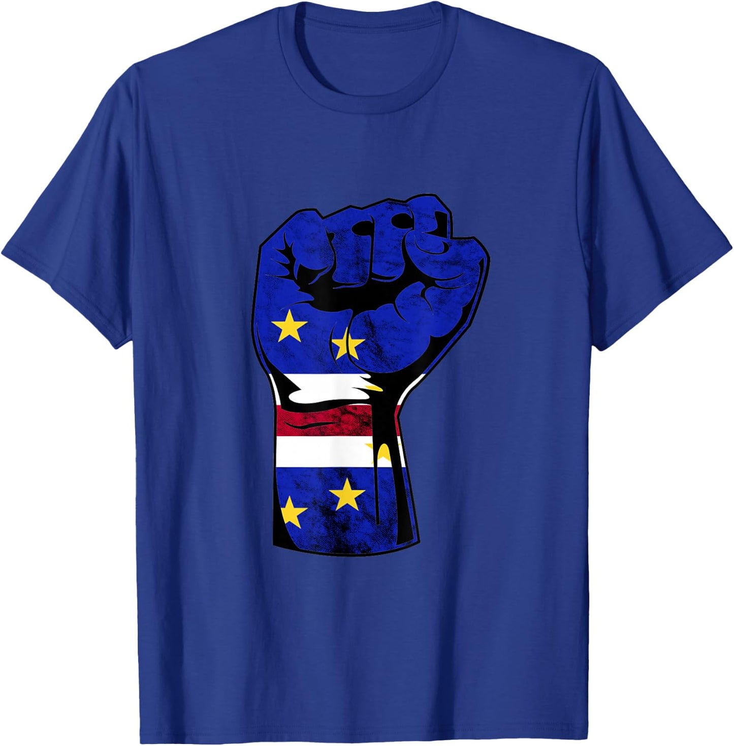 Cape Verde Cape Verdean Flag Power Handfist Cabo Pride T-Shirt - T-Shirt | Royal