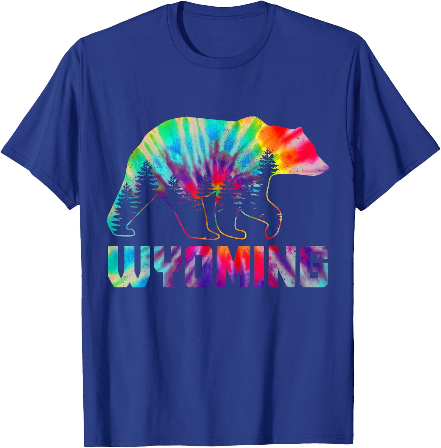 Wyoming Tie Dye Bear Pride Outdoor Hiking Camping Vintage T-Shirt - T-Shirt | Royal