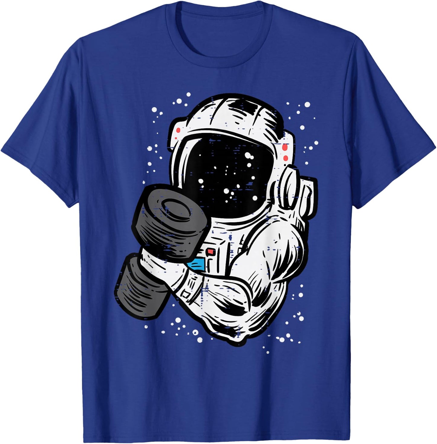Astronaut Workout Dumbbell Space Gym Fitness Men Women Kids T-Shirt - T-Shirt | Royal