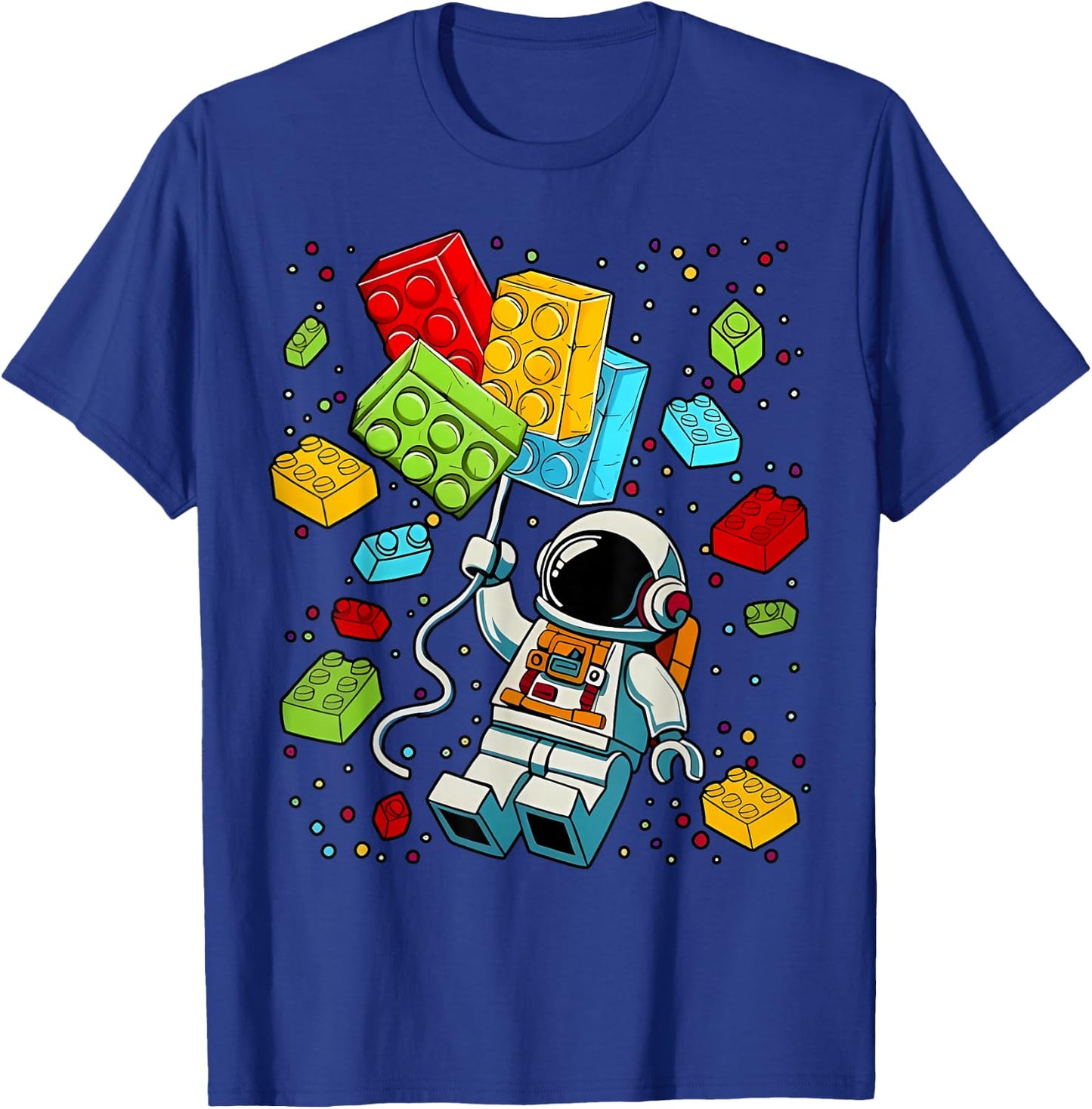 Space Astronaut Master Builder Building Blocks Boys Kids T-Shirt - T-Shirt | Royal