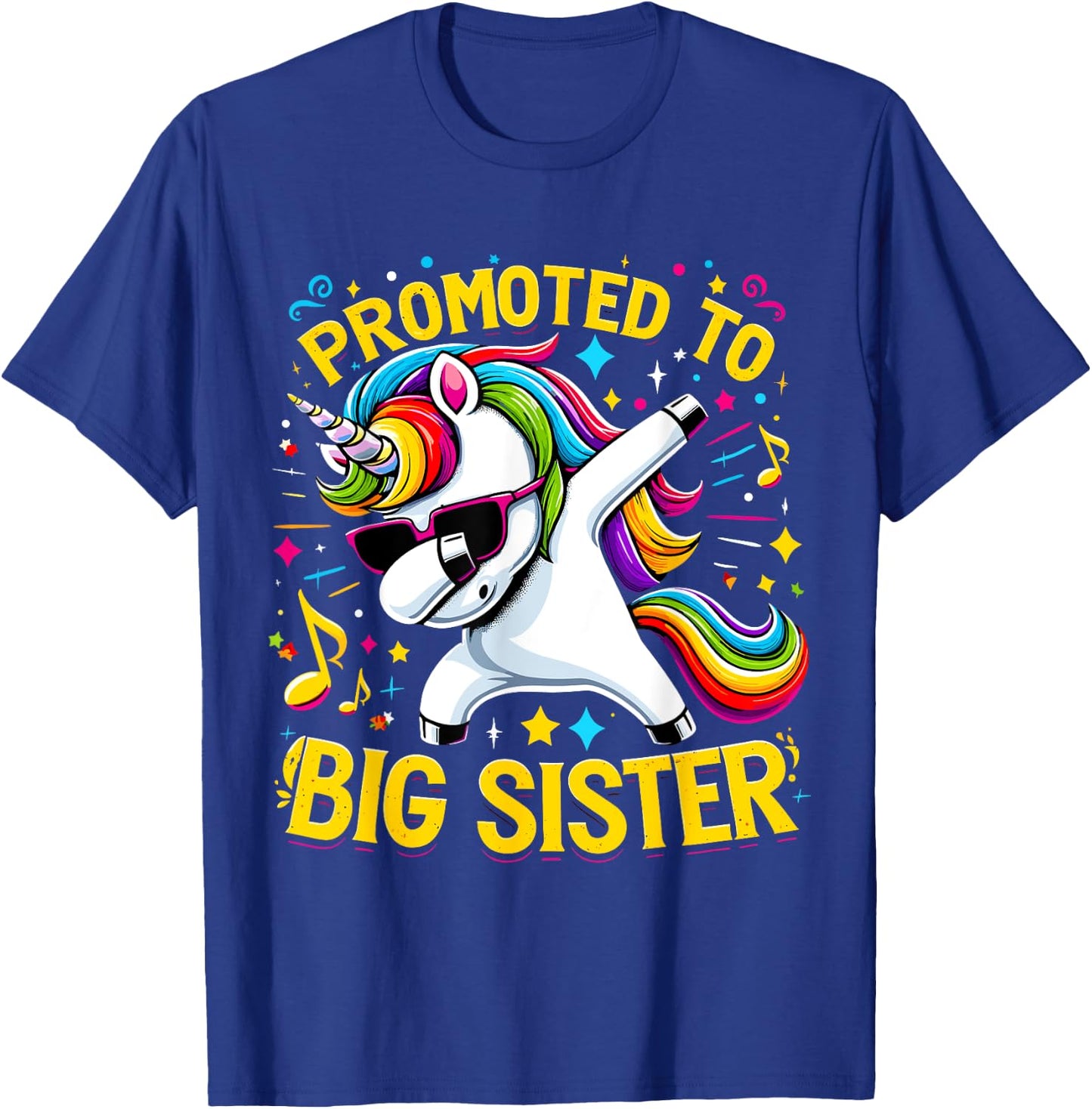 Promoted to Big Sister Unicorn Dabbing T-Shirt - T-Shirt | Royal