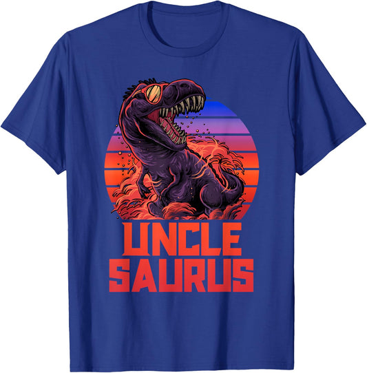 Unclesaurus T-Rex Uncle Saurus Retro 80s Dinosaur T-Shirt - T-Shirt | Royal