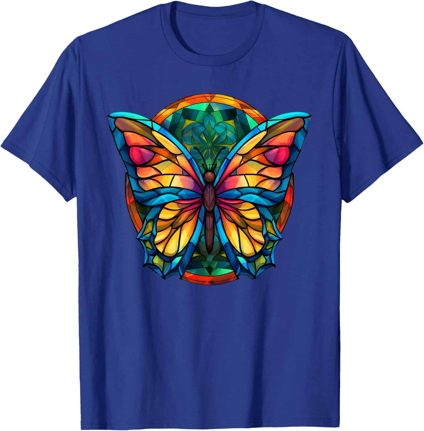 Stained Glass Window Butterfly Art T-Shirt - T-Shirt | Royal