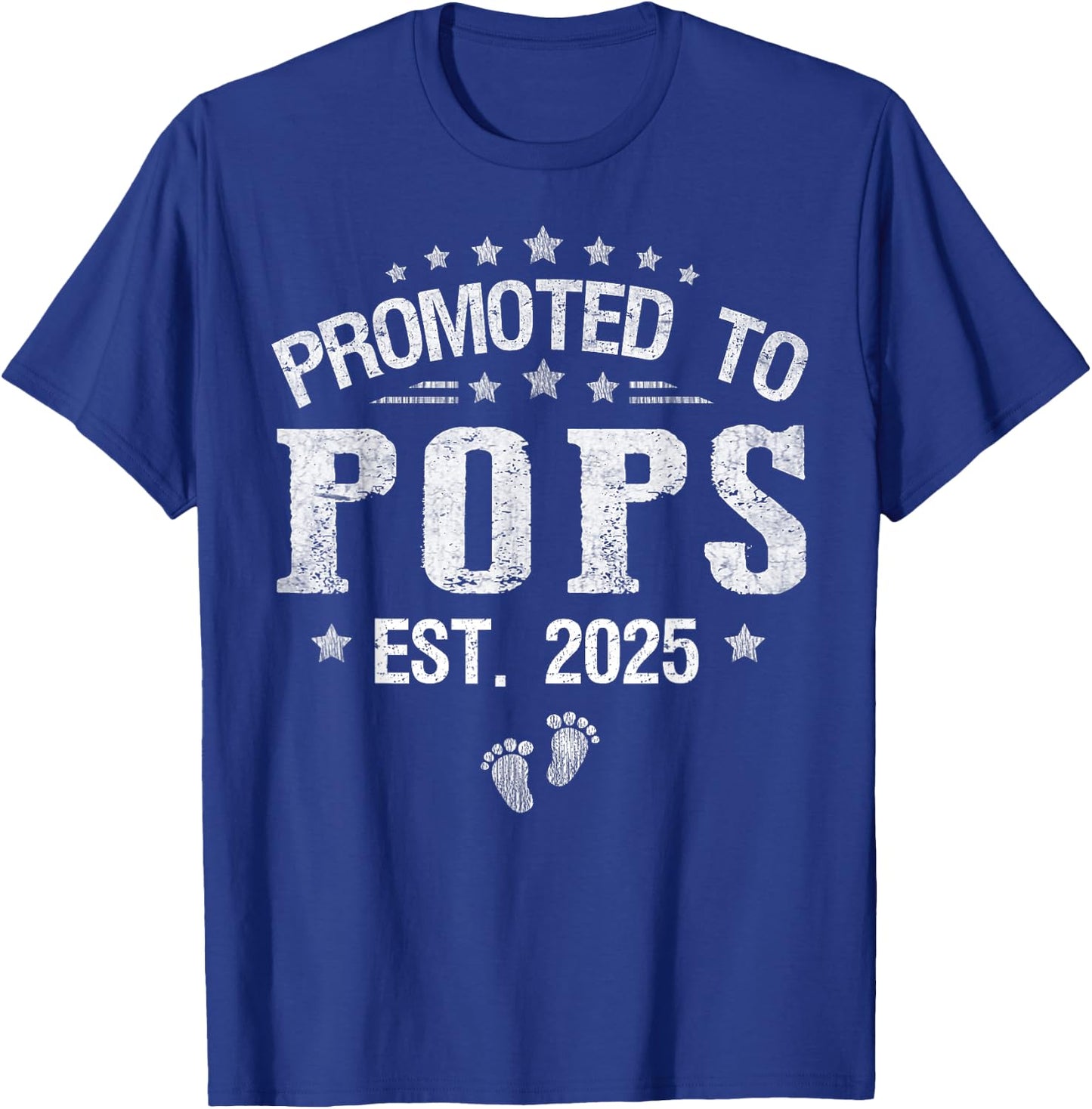 Promoted To Pops est.2025 Father's Day First time Pops T-Shirt - T-Shirt | Royal