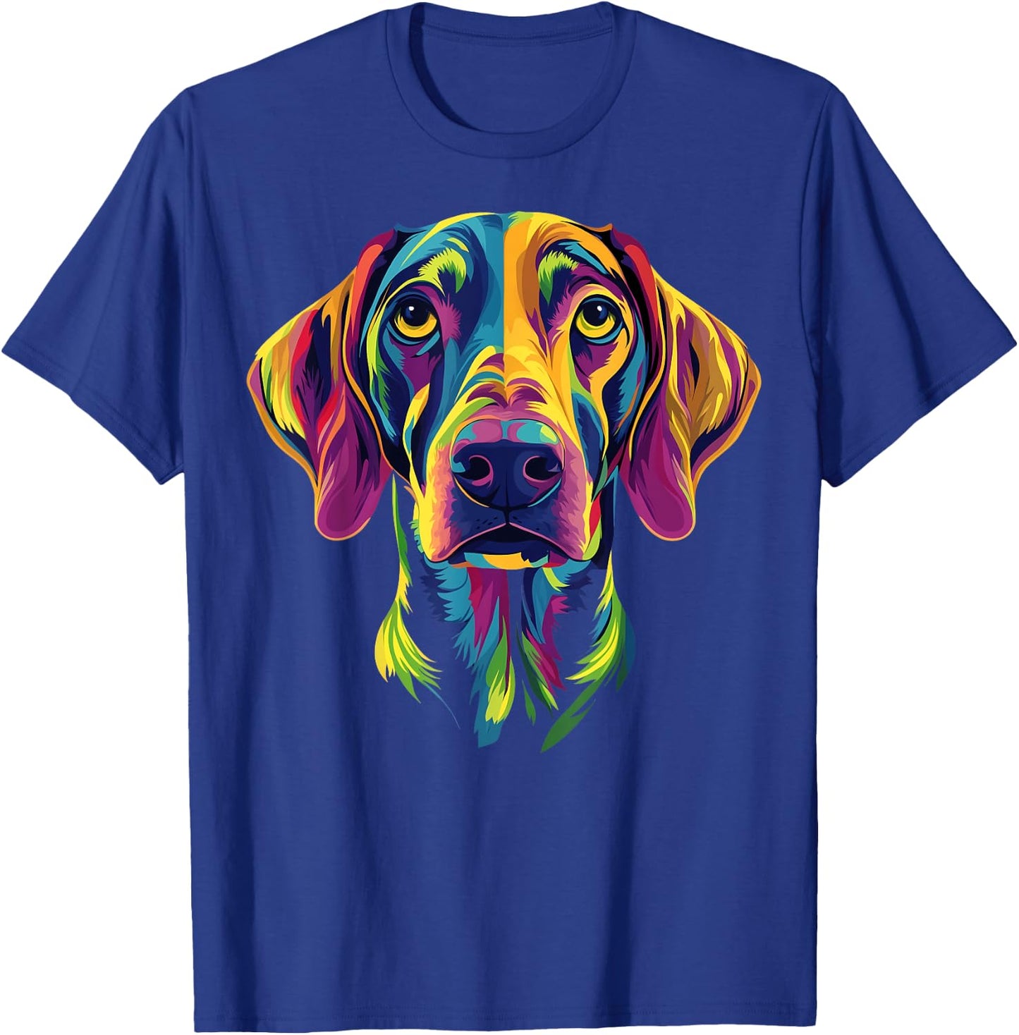 Colorful Plott Hound Face Cute Dog Lover Men Women Black T-Shirt - T-Shirt | Royal