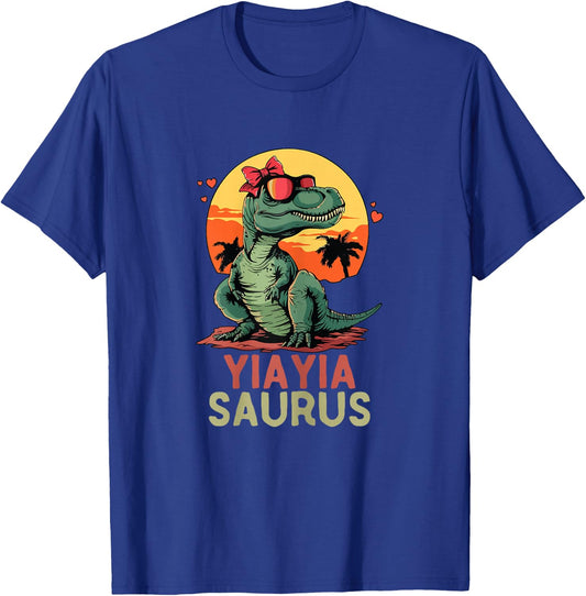 YiaYiaSaurus Dino Dinosaur Yia-Yia-Saurus T-Rex YiaYia Trex T-Shirt - T-Shirt | Royal