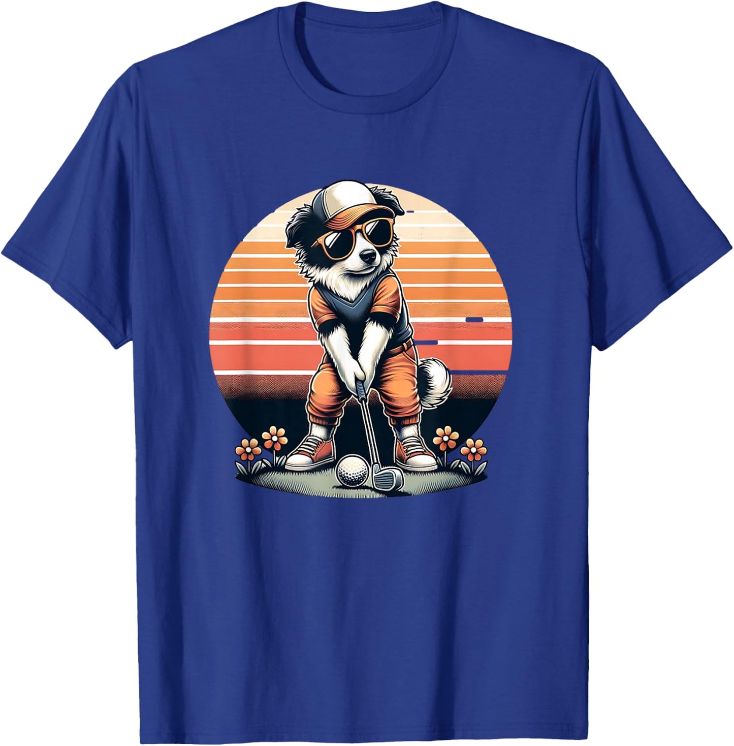 Funny Border Collie Golfer Golfing Cool Sports Design T-Shirt - T-Shirt | Royal
