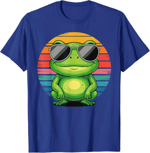 Retro Frog With Sunglasses Frog Vintage Style T-Shirt - T-Shirt | Royal