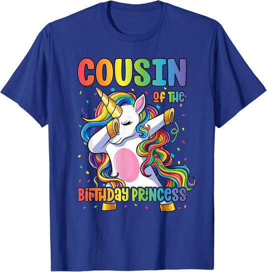 Cousin of the Birthday Princess Girl Dabbing Unicorn Cousin T-Shirt - T-Shirt | Royal