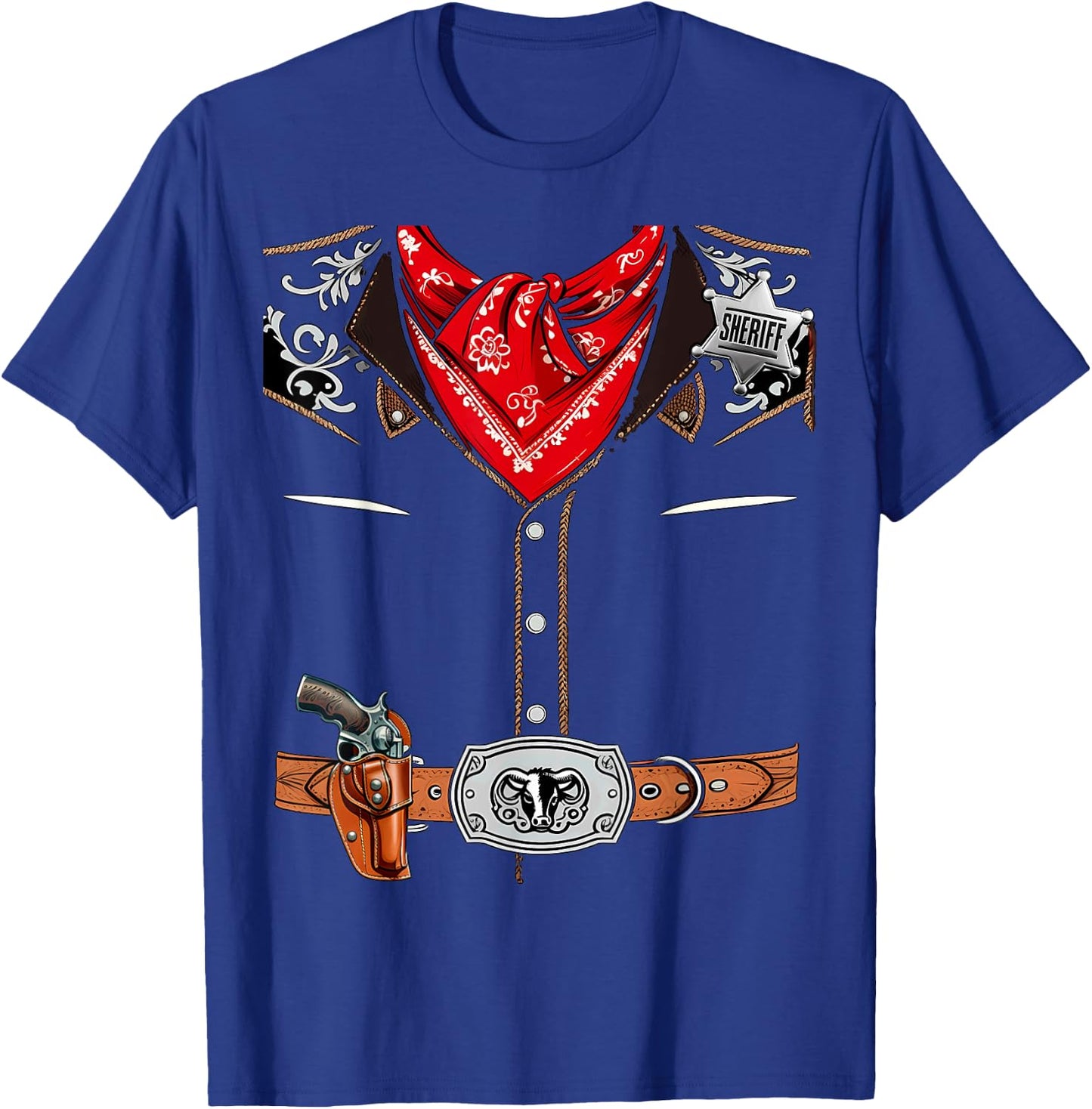 Western Sheriff Cowboy Vest Halloween Costume T-Shirt - T-Shirt | Royal