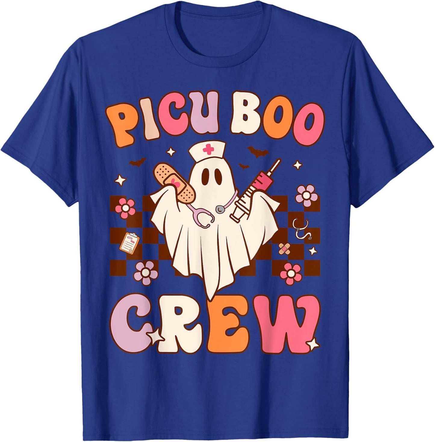 PICU Nurse Boo Crew Halloween Pediatric Intensive Care Nurse T-Shirt - T-Shirt | Royal