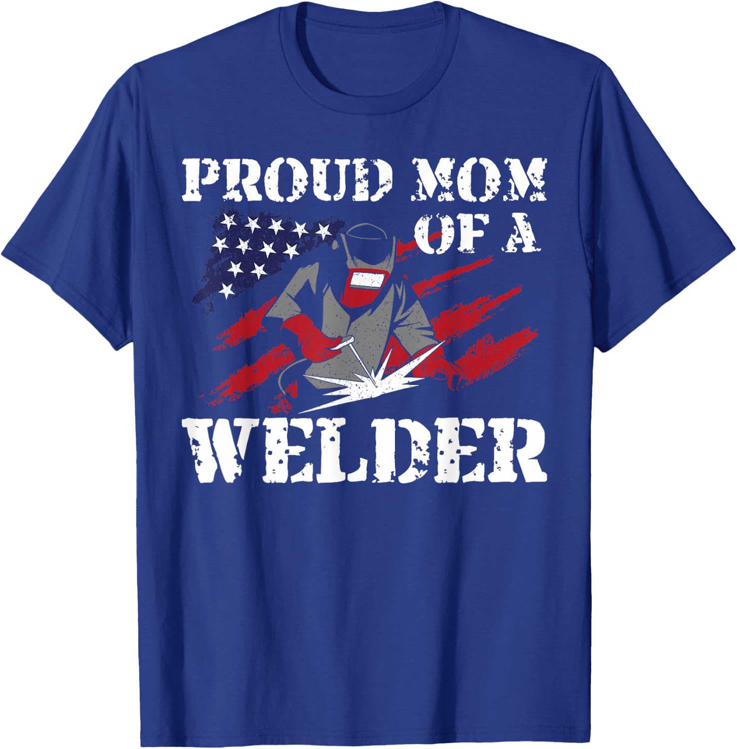 Welder Welding Mom Mother Vintage American Flag Patriotic T-Shirt - T-Shirt | Royal