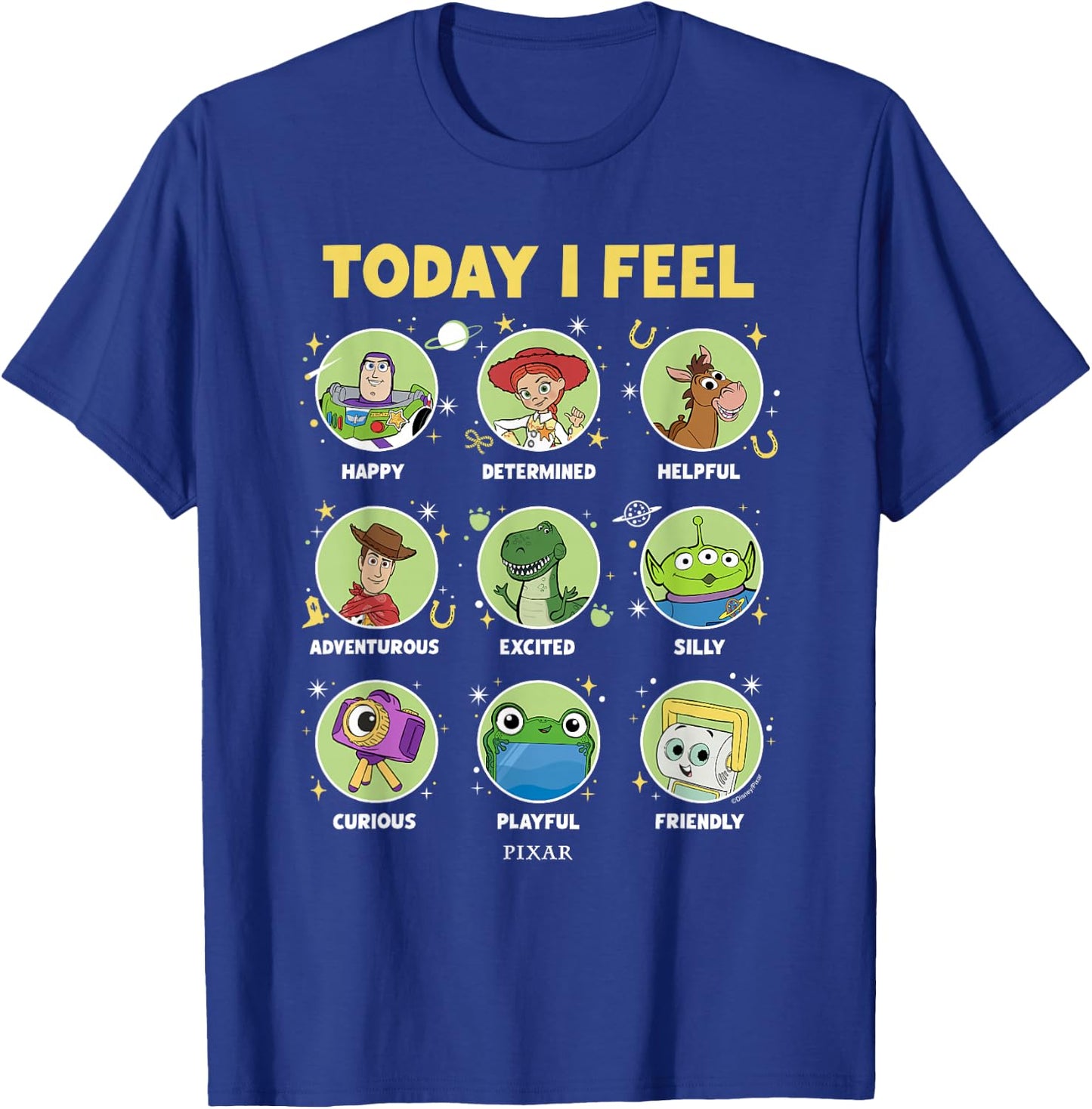 Disney Pixar Toy Story 5 Today I Feel Character Stack T-Shirt - T-Shirt | Royal