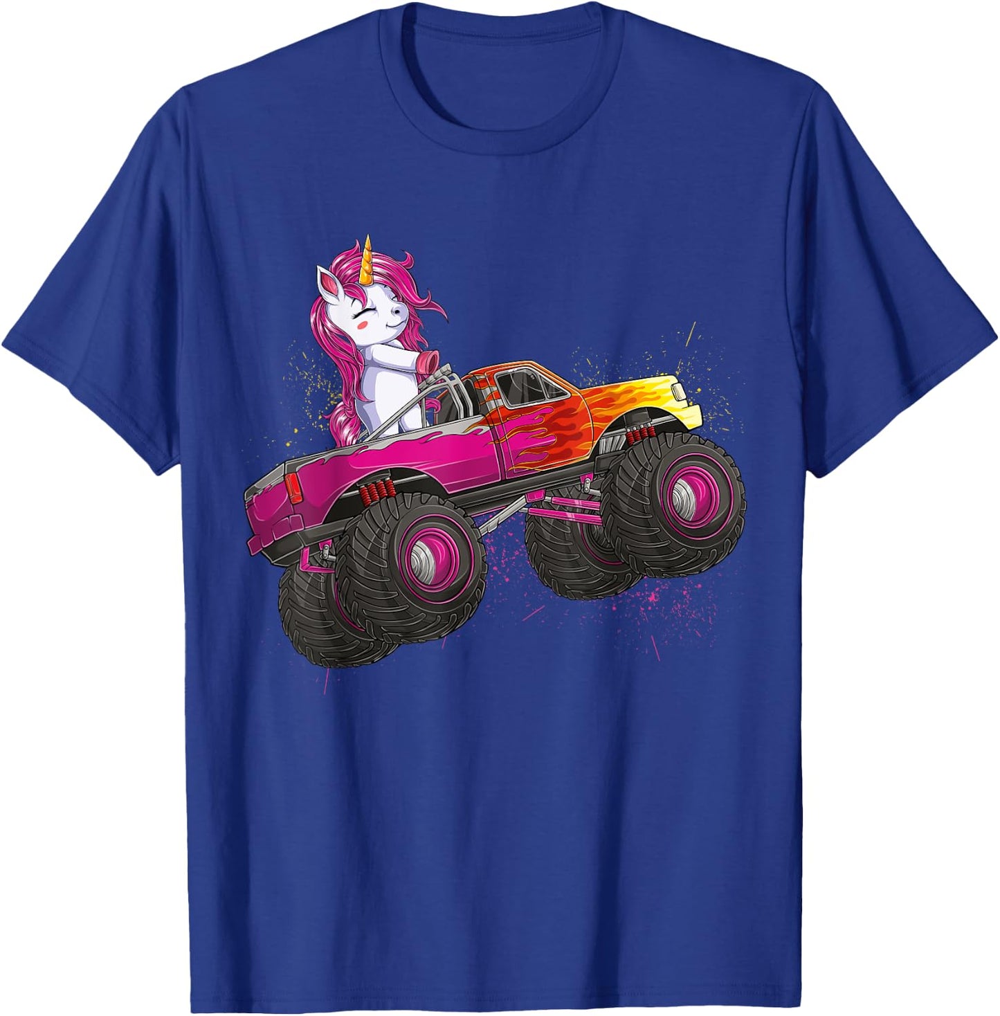 Cute Unicorn Riding Monster Truck Lovers Girls Kids Women T-Shirt - T-Shirt | Royal