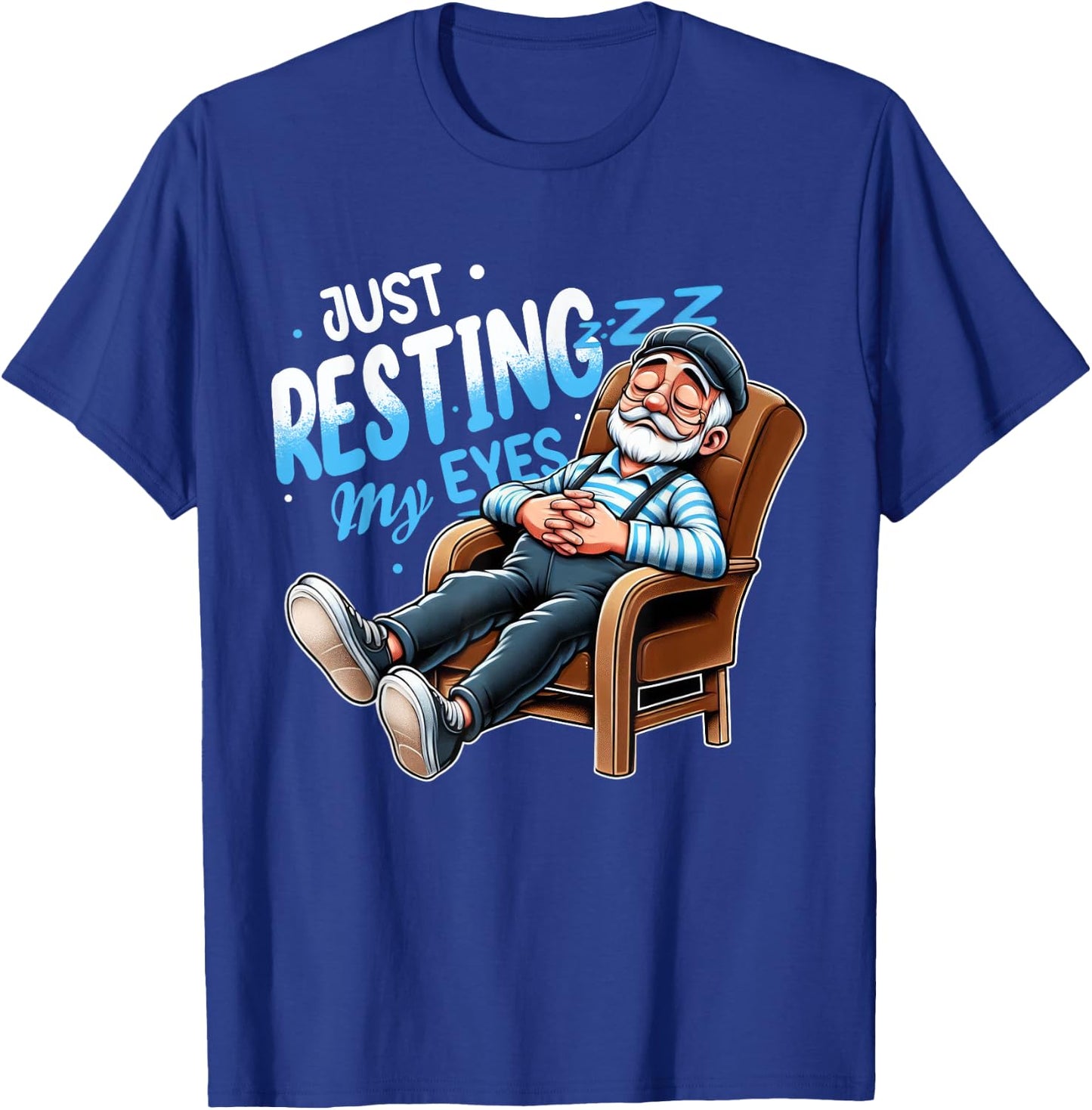 I'm Not Sleeping Just Resting My Eyes Retro Dad Joke Gifts T-Shirt - T-Shirt | Royal