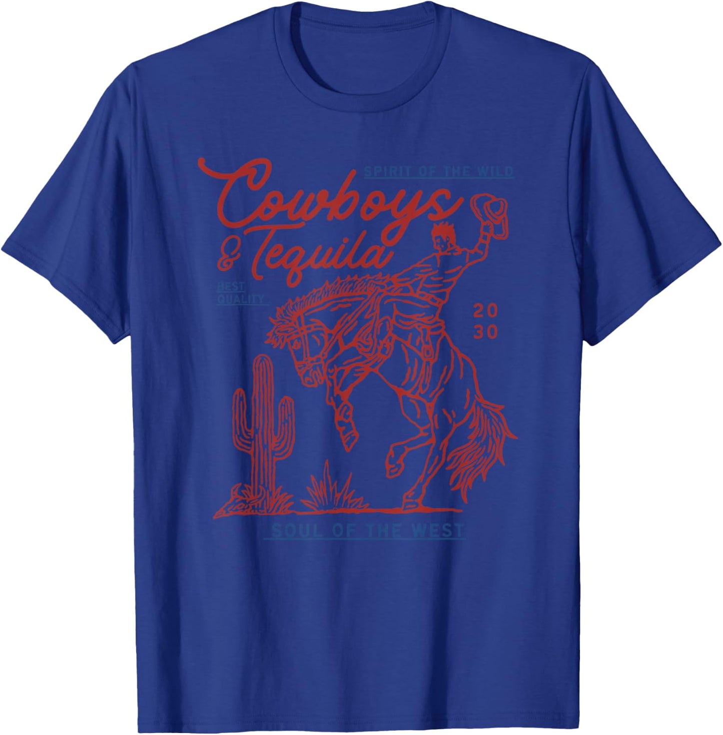 Texas Cowboys And Tequila Vintage Country Rodeo T-Shirt - T-Shirt | Royal
