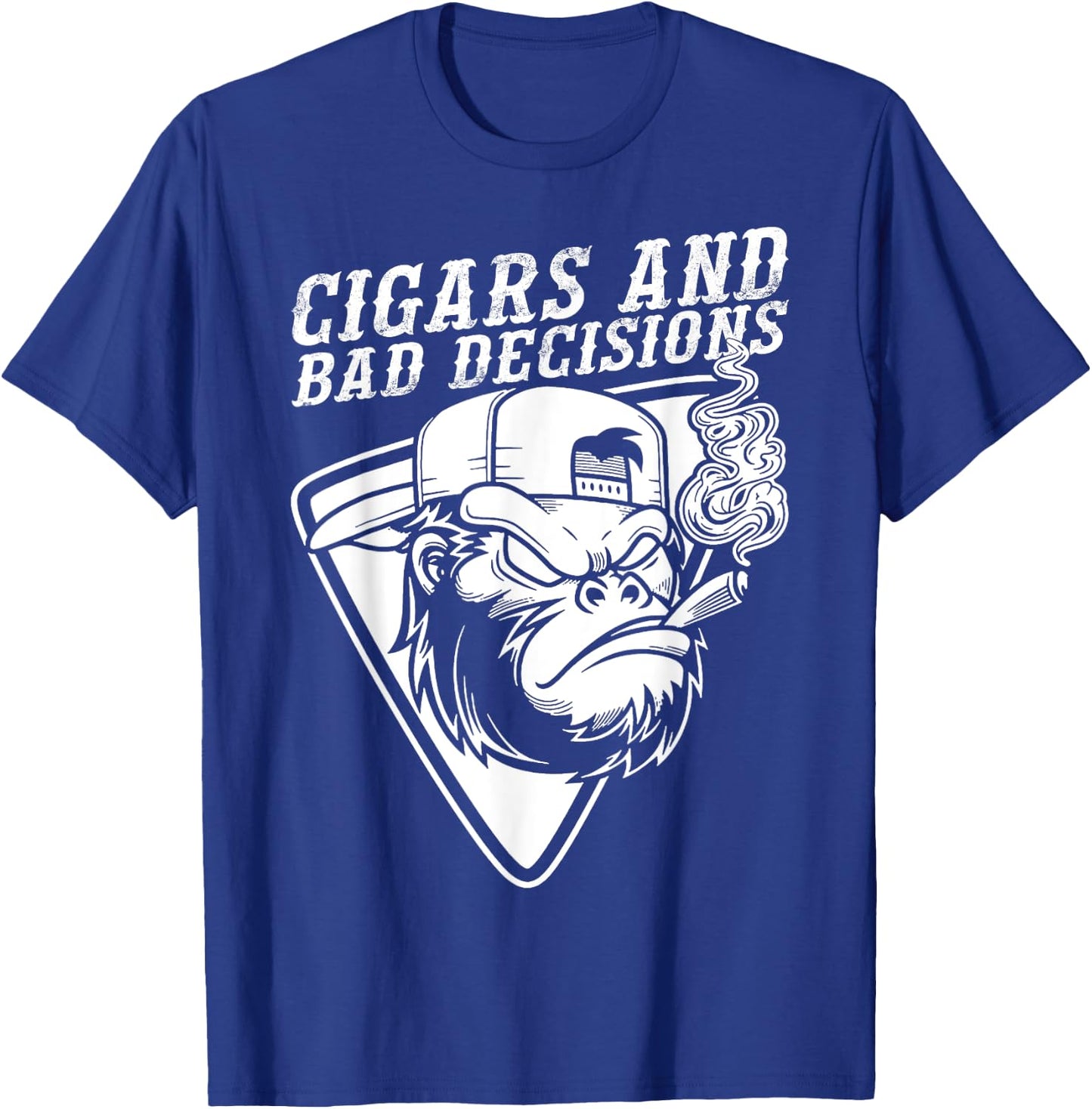 Funny Monkey Cigars And Bad Decisions T-Shirt - T-Shirt | Royal