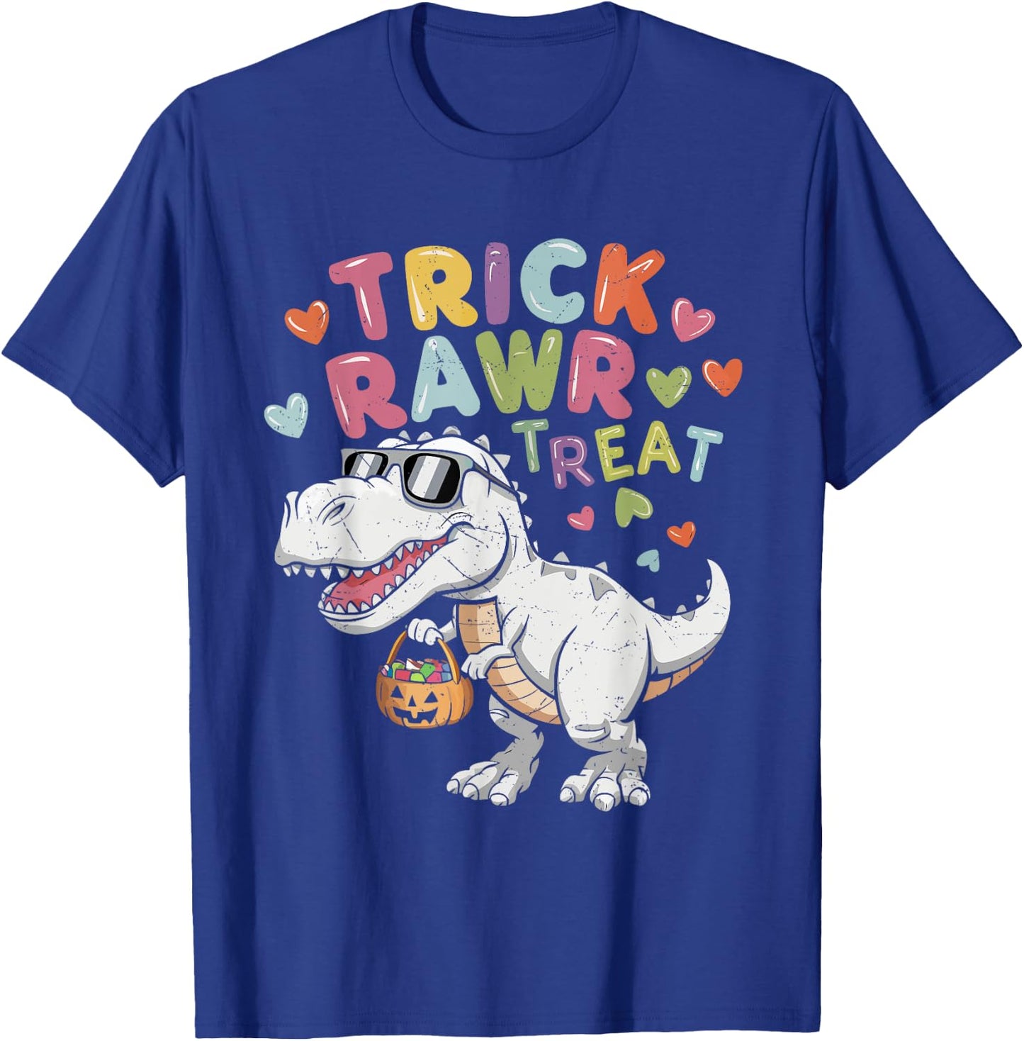 Trick Rawr Treat Ghost Dino Trex Toddler Boys Halloween Kids T-Shirt - T-Shirt | Royal