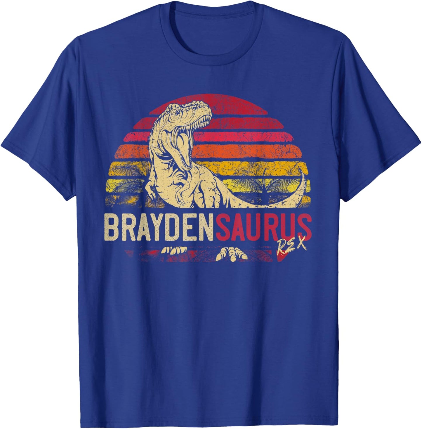Brayden Saurus Funny Personalized Dinosaur T Rex Name Gift T-Shirt - T-Shirt | Royal