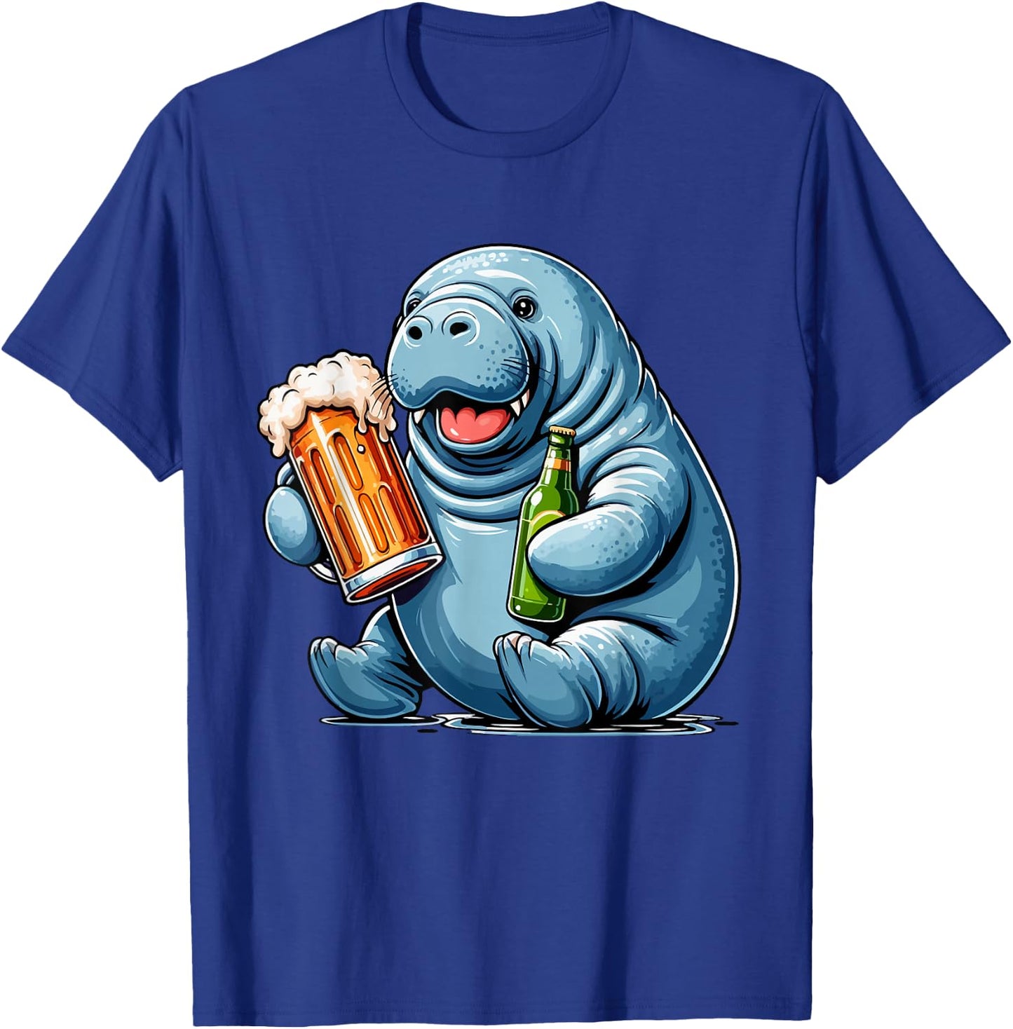 Manatee Drinking Beer Oktoberfest Holiday German Funny Party T-Shirt - T-Shirt | Royal