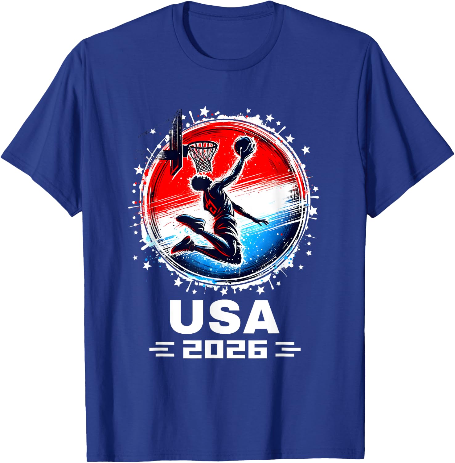 Basketball USA Go USA Team USA Flag 2026 Basketball T-Shirt - T-Shirt | Royal