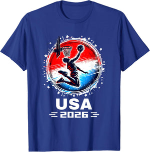 Basketball USA Go USA Team USA Flag 2026 Basketball T-Shirt - T-Shirt | Royal