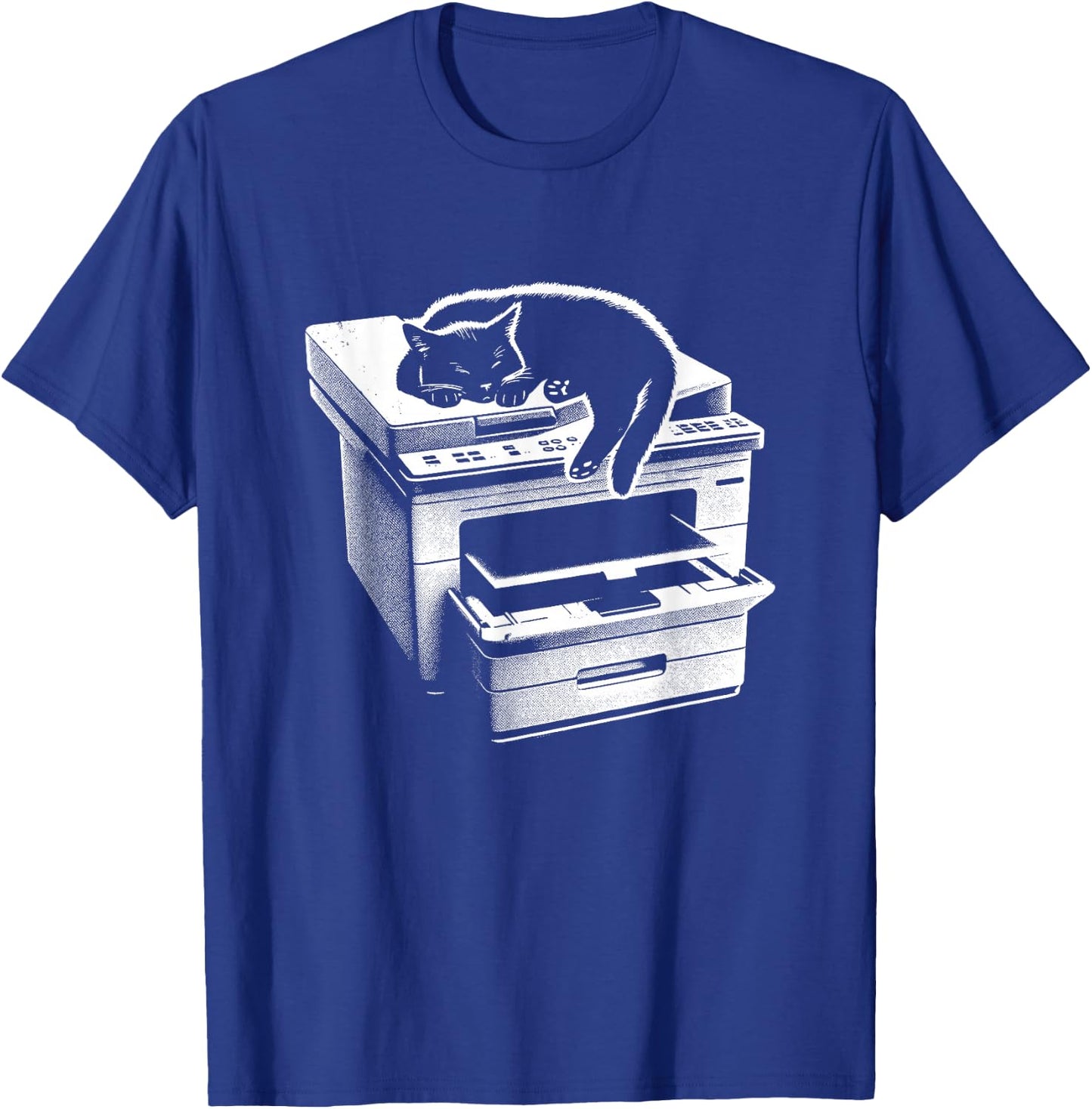Office Cat Sleeping On Printer - Cute Cat Kitten Lover T-Shirt - T-Shirt | Royal