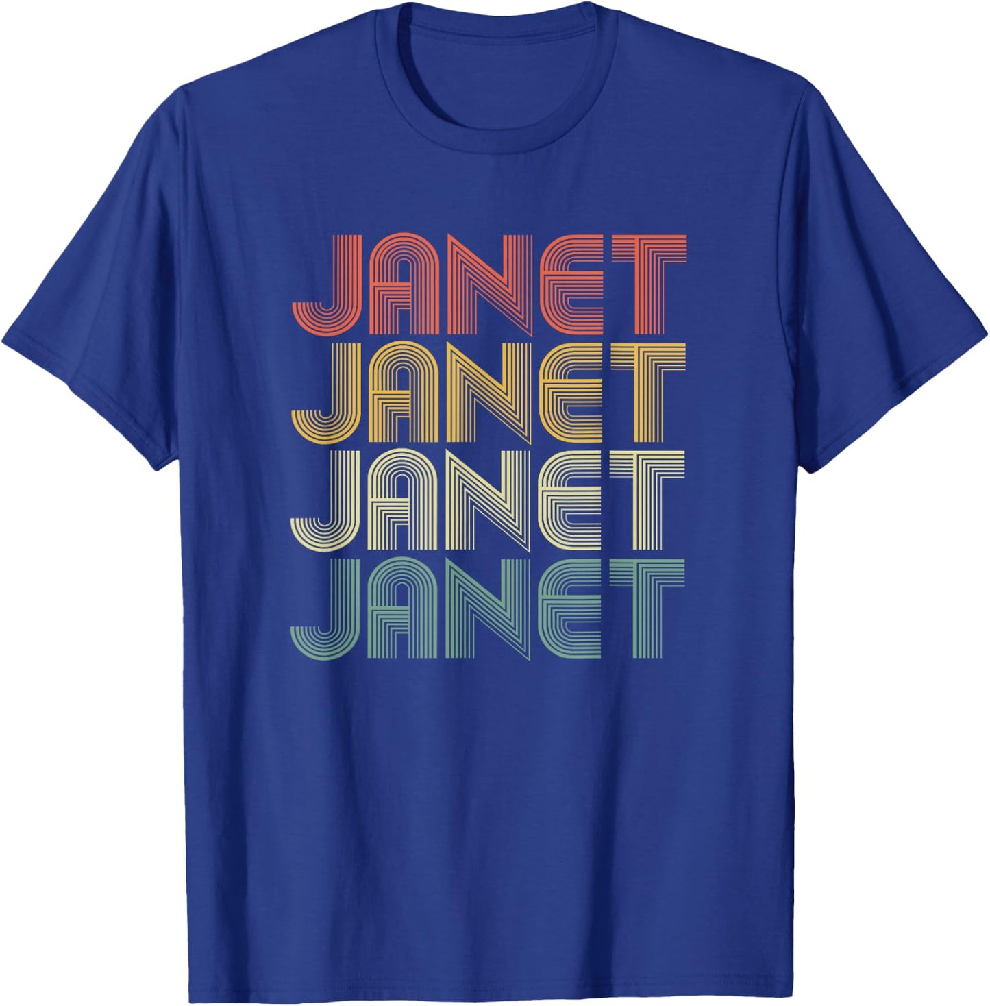 Janet Retro Personalized First Name 1970s Vintage Small T-Shirt - T-Shirt | Royal