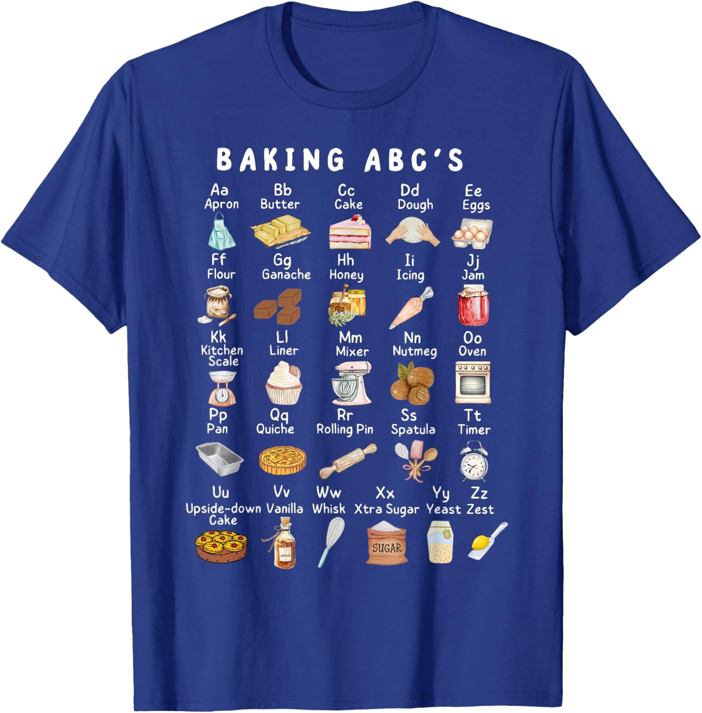 Baking Alphabet ABCs Funny Baker Chef Baking Lover T-Shirt - T-Shirt | Royal