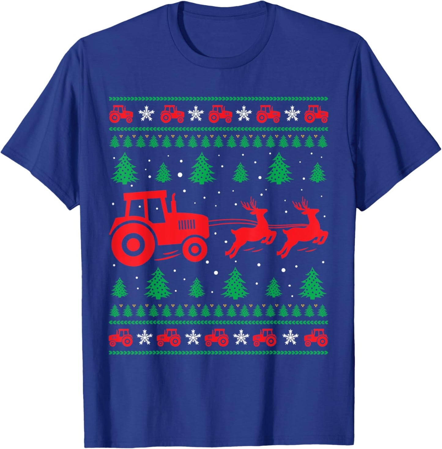 Tractor Riding Reindeers Farmers Ugly Christmas Sweater Boys T-Shirt - T-Shirt | Royal