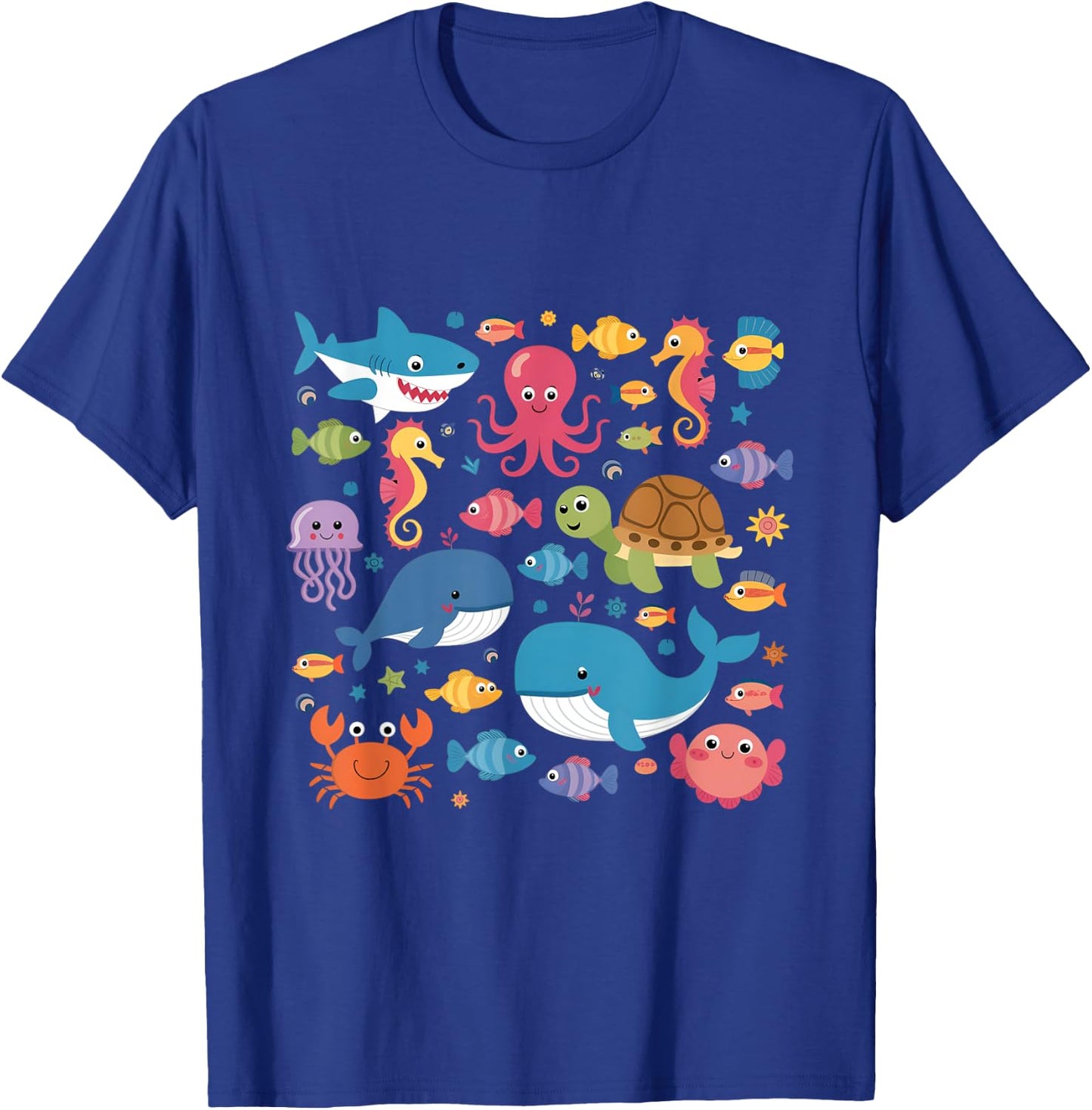 Cute Sea Animals Kids Children Ocean Creatures Clownfish T-Shirt - T-Shirt | Royal