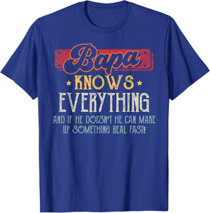 Bapa Knows Everything Funny Bapa Fathers Day From Grandson T-Shirt - T-Shirt | Royal