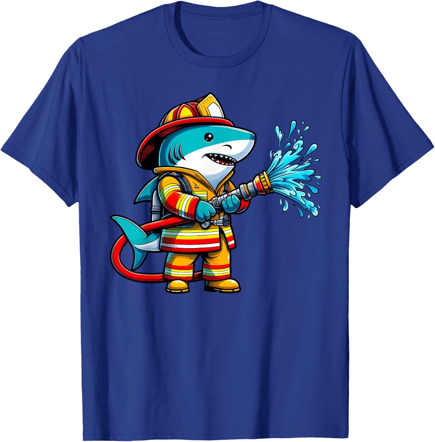Shark Fireman on Firefighter Shark Kids Boys T-Shirt - T-Shirt | Royal