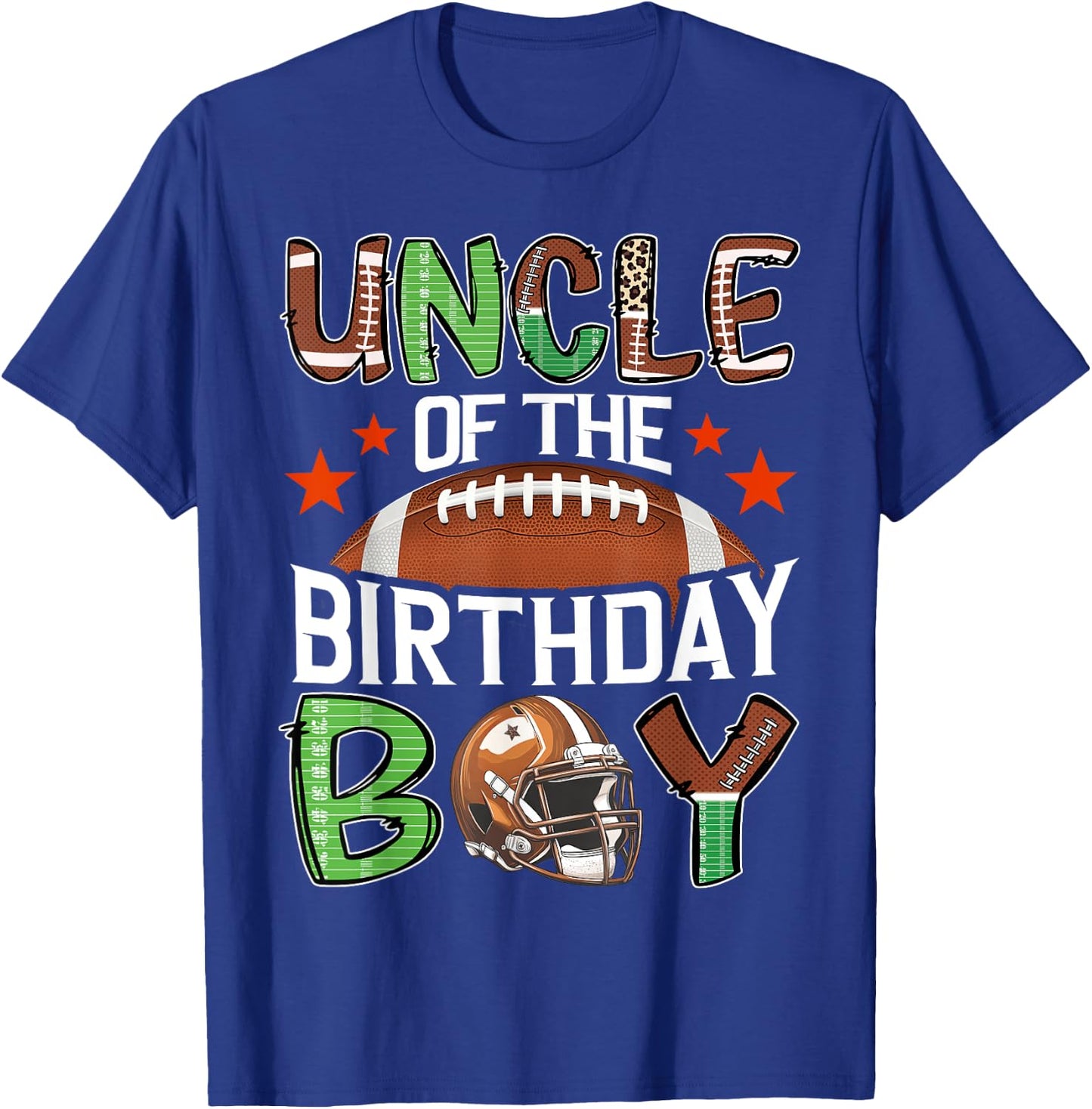 Uncle Of The Birthday Boy Game Day Football T-Shirt - T-Shirt | Royal