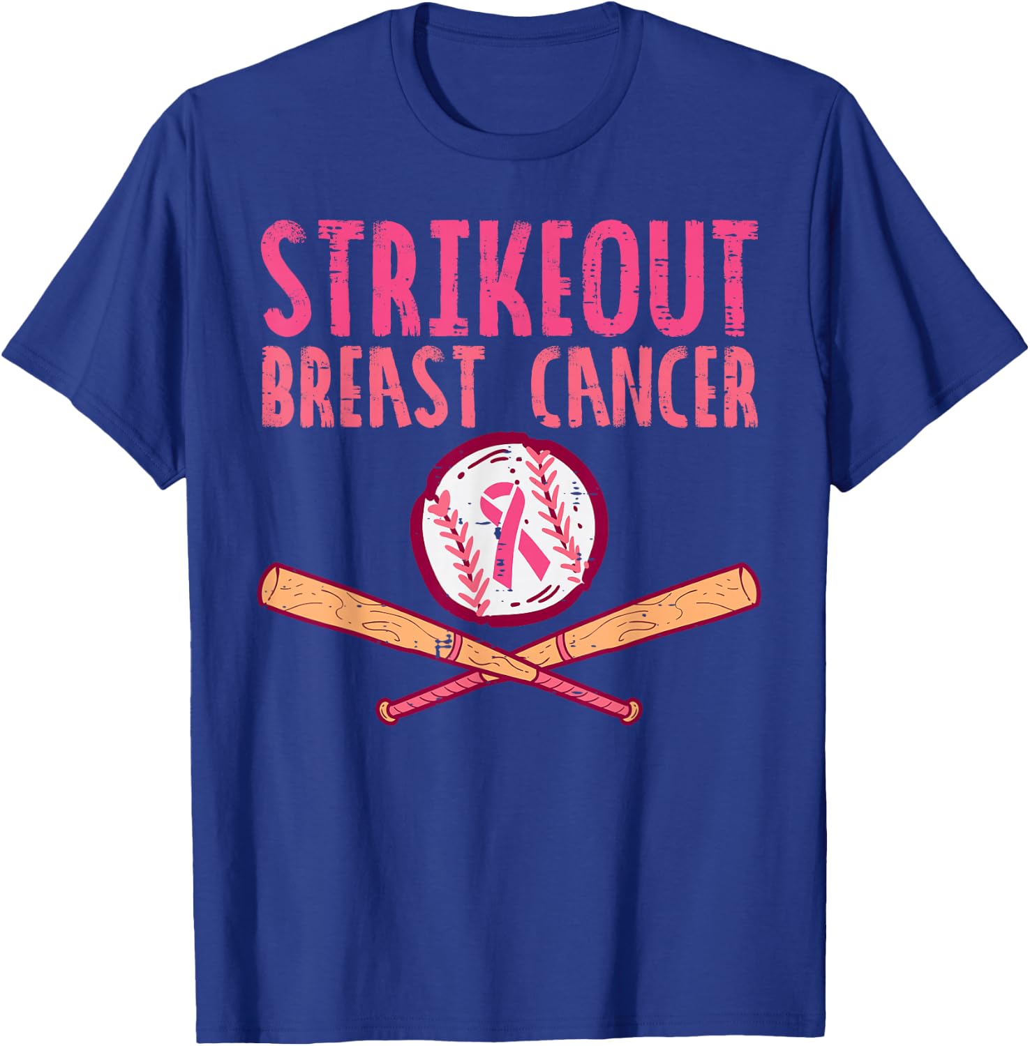 Strike Out Breast Cancer Baseball Fight Awareness Men Women T-Shirt - T-Shirt | Royal