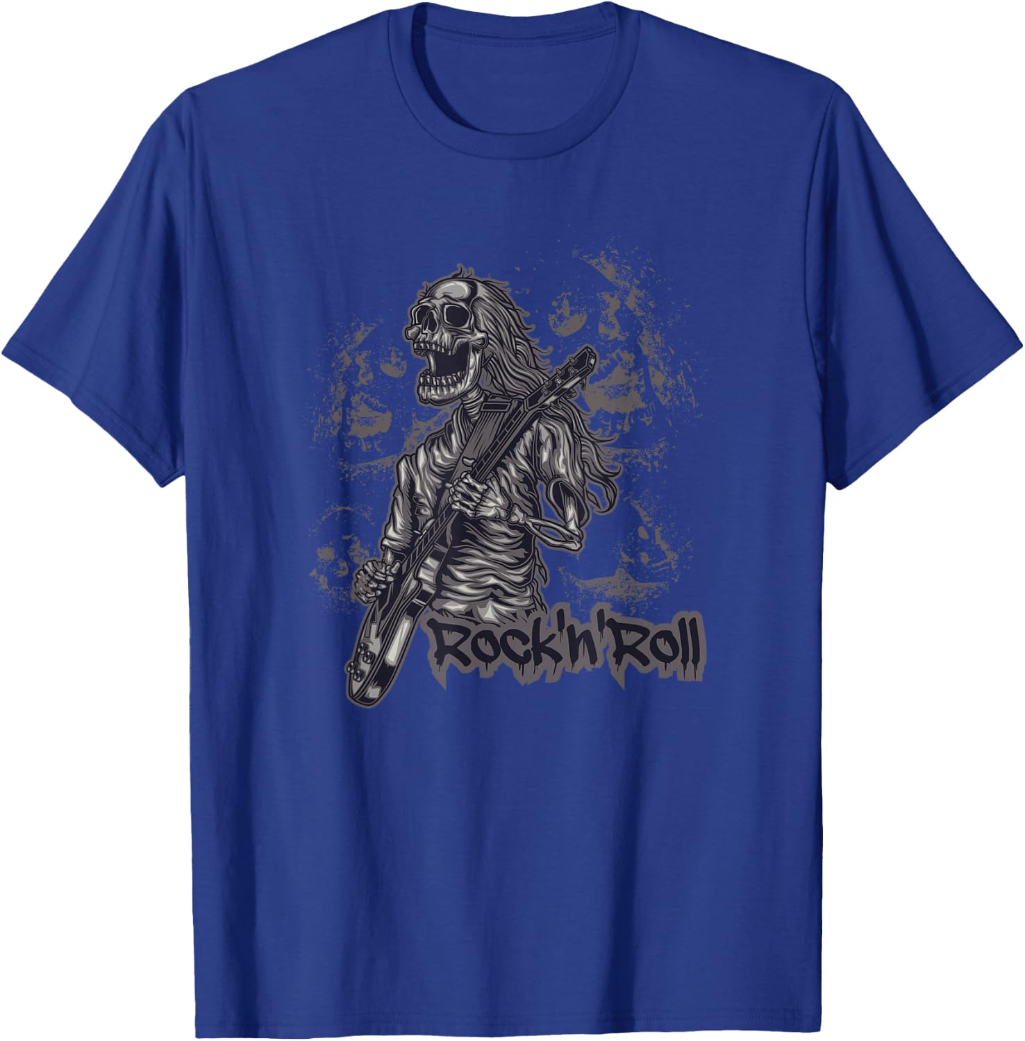 Vintage Retro 80s Music Guitar Skeleton Rock & Roll T-Shirt - T-Shirt | Royal