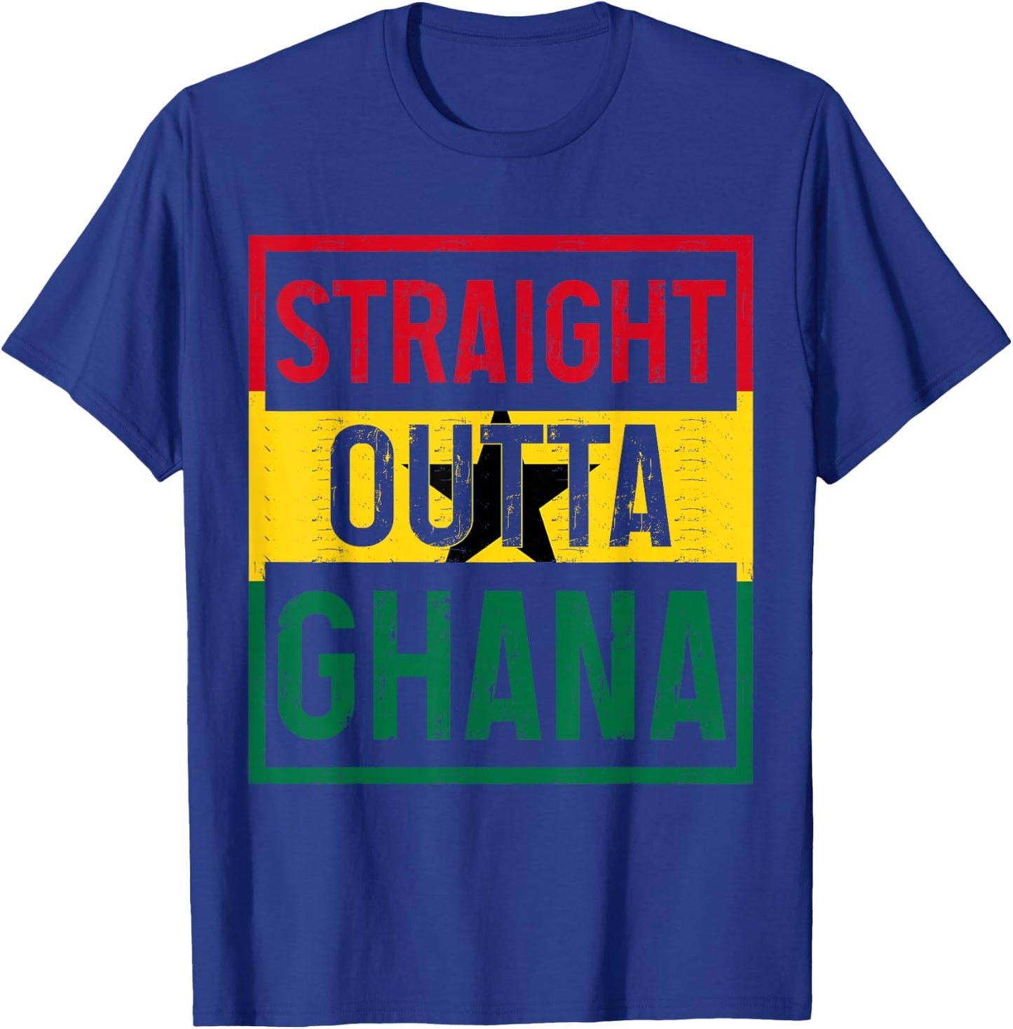 Straight Outta Ghana Ghanese Flag Roots Pride Vintage T-Shirt - T-Shirt | Royal