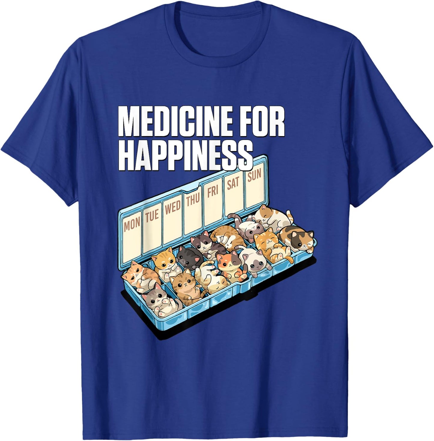 Medicine for Happiness Cute Cat Lovers Design Women Kids T-Shirt - T-Shirt | Royal
