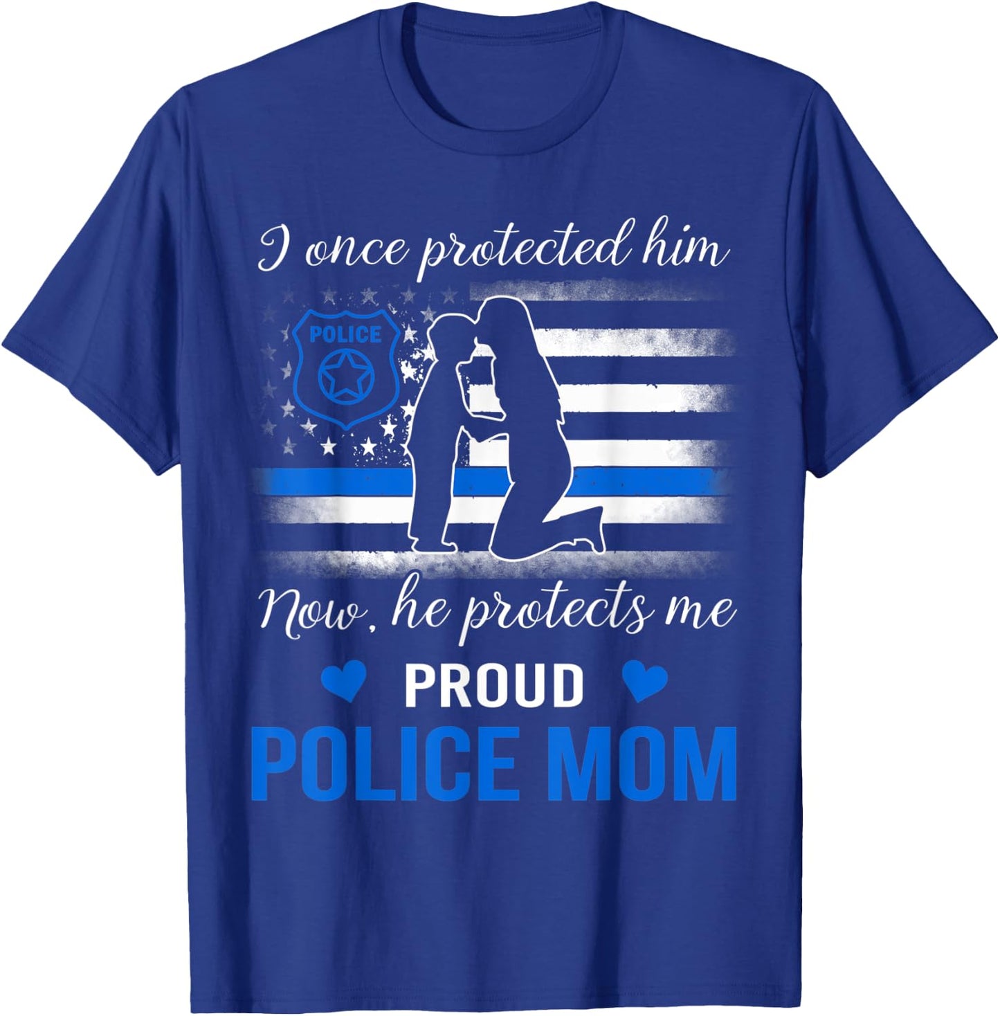 Thin Blue Line American Flag Proud Police Mom Men T-Shirt - T-Shirt | Royal