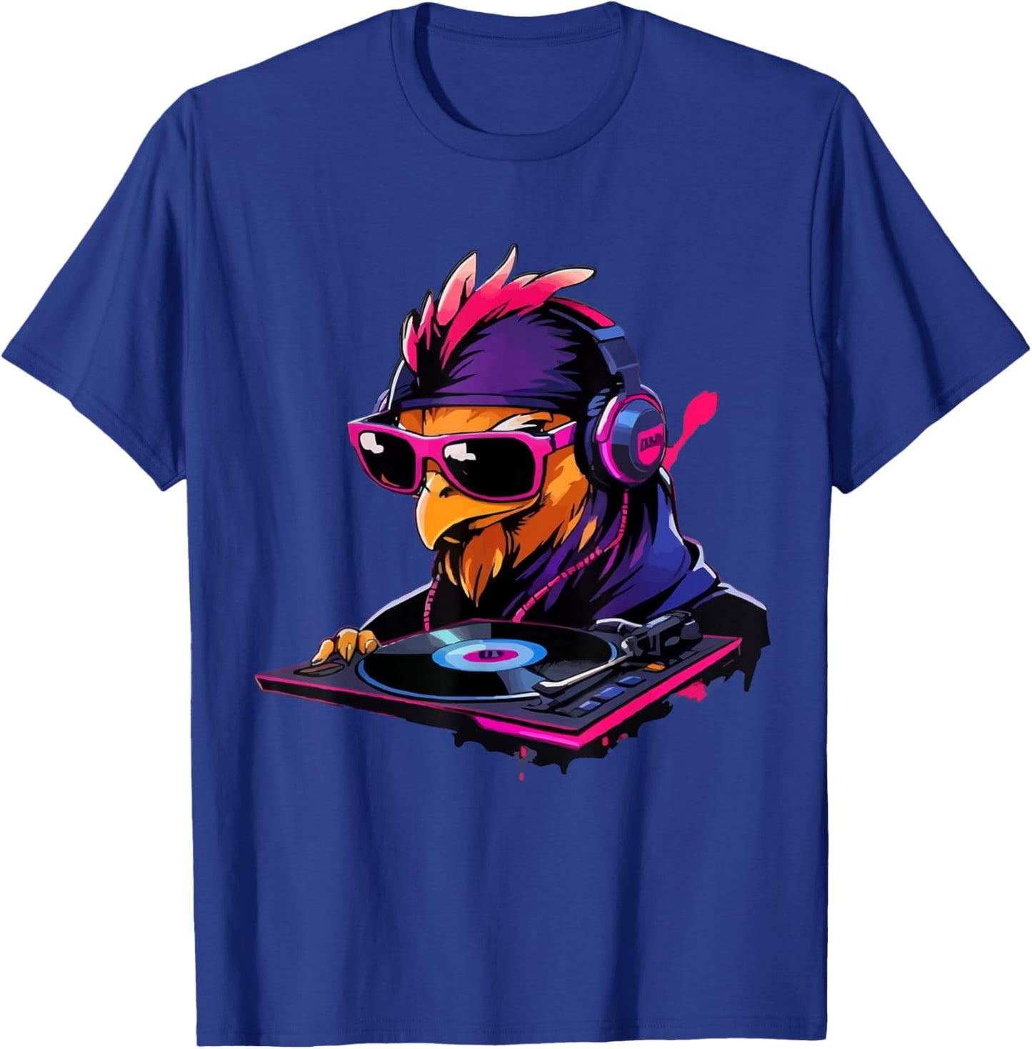 Chicken with Sunglasses and Headphones as DJ T-Shirt - T-Shirt | Royal