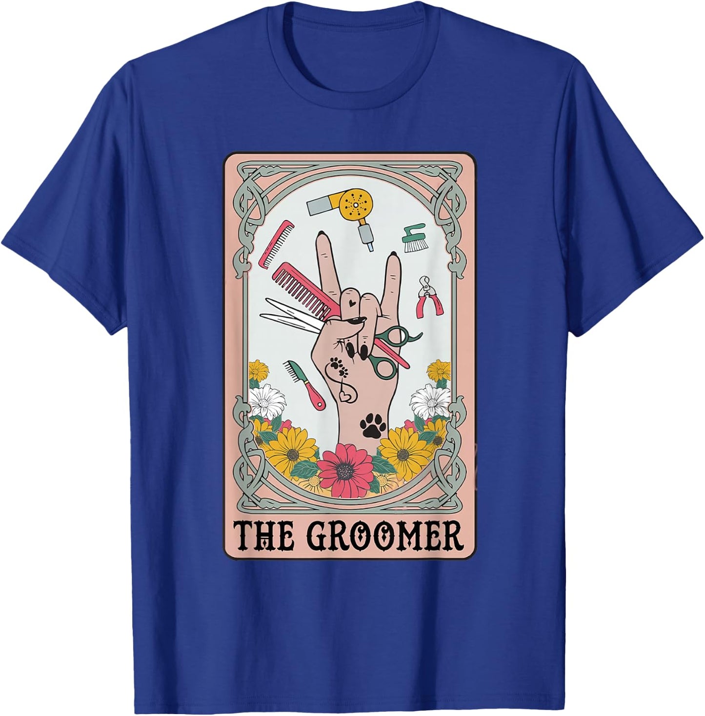 Funny Tarot Card Pet Grooming Dog Groomer Girl Women T-Shirt - T-Shirt | Royal