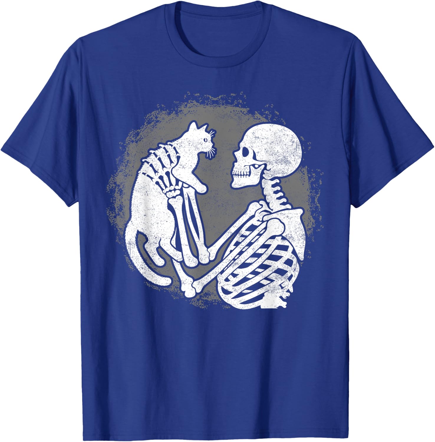 Skeleton Cat Skull Kitty Cute Halloween Men Women Kids T-Shirt - T-Shirt | Royal
