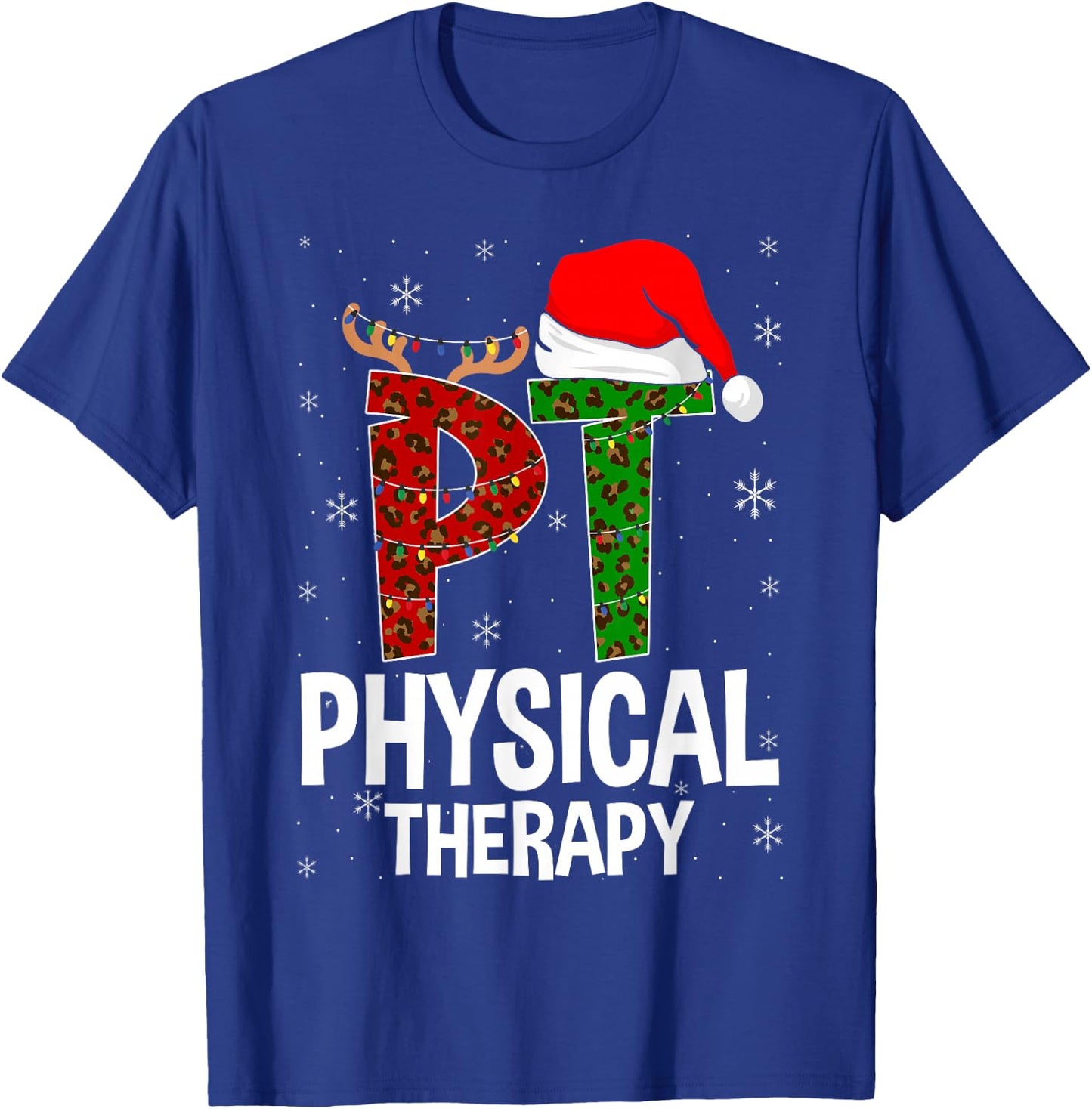 Physical Therapy Christmas Santa Hat Pt Therapist Xmas T-Shirt - T-Shirt | Royal