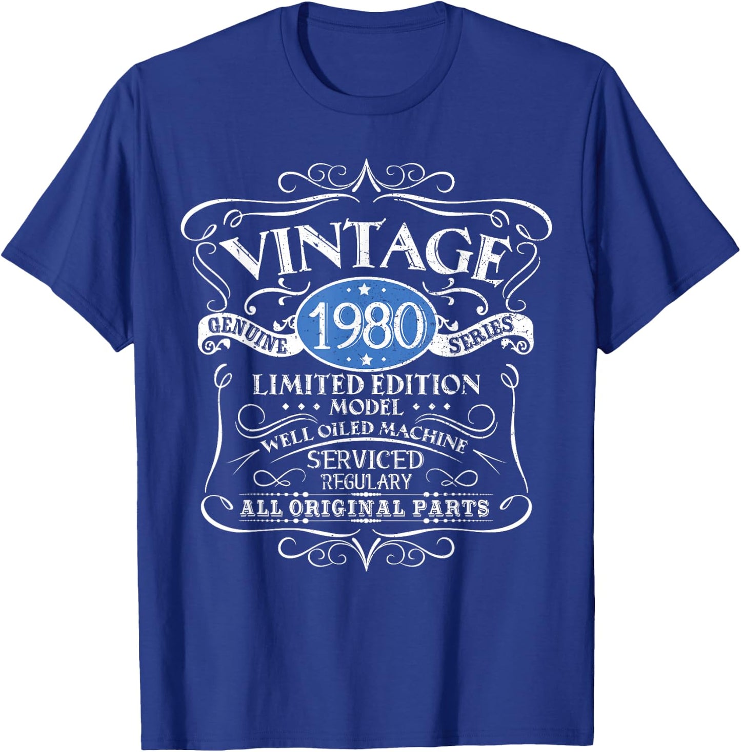 Vintage 1980 45th Birthday All Original Parts Design T-Shirt - T-Shirt | Royal