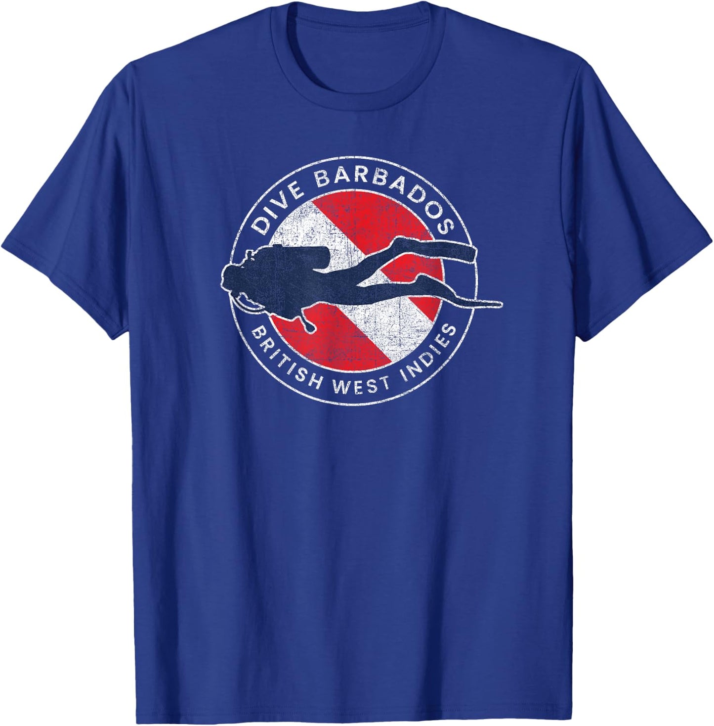 Retro Dive Barbados Scuba Diver Vintage Dive Flag T-Shirt - T-Shirt | Royal