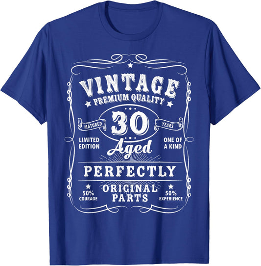 Vintage 30th Birthday Decorations Men Gag Funny 30 Birthday T-Shirt - T-Shirt | Royal